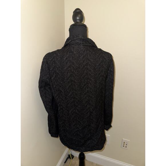 EILEEN FISHER Black & Grey Herringbone Wool Blend Blazer Cardigan Jacket Small - Picture 4 of 6